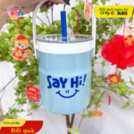 Bình Đá Trà Sữa Ống Hút Say Hi