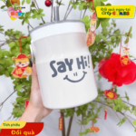 Bình Đá Trà Sữa Ống Hút Say Hi