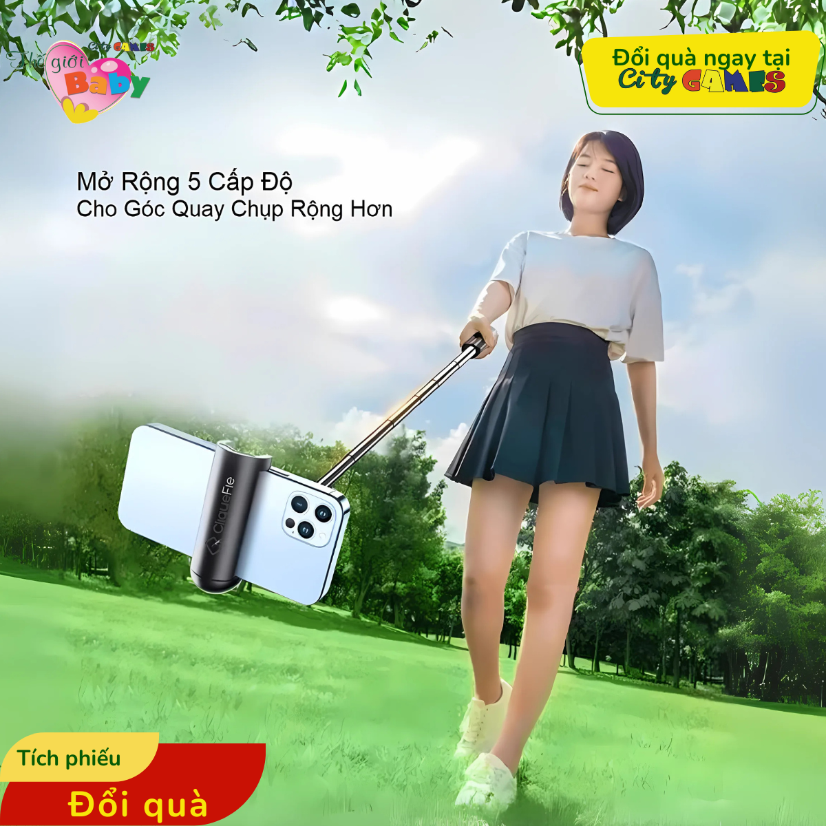 GẬY CHỤP TỰ SƯỚNG SELFIE CLIQUE CAO CẤP 3 IN 1