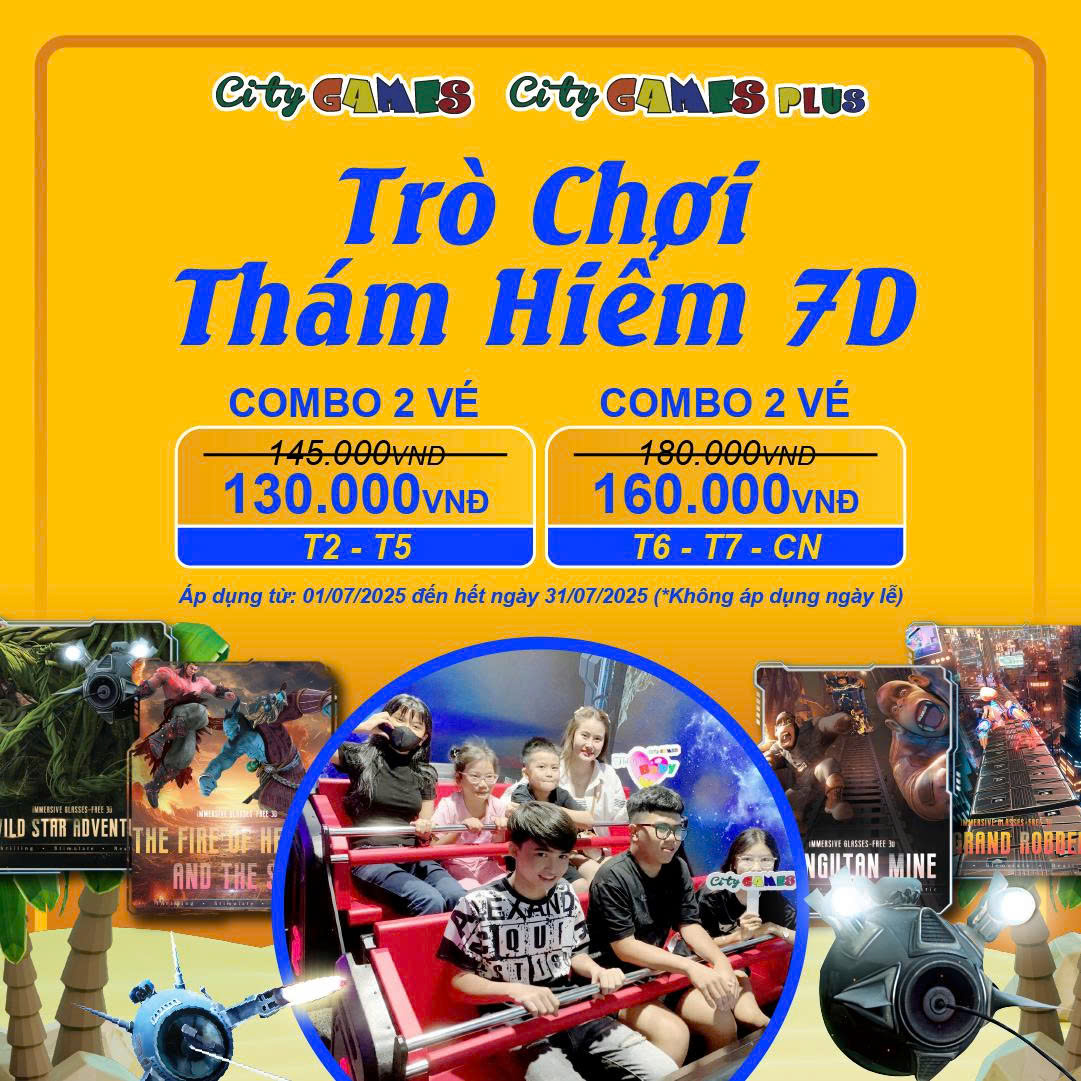 Trò Chơi Thám Hiểm 7D – Ưu Đãi Combo 2 Vé Tháng 7 tại City Games Plus