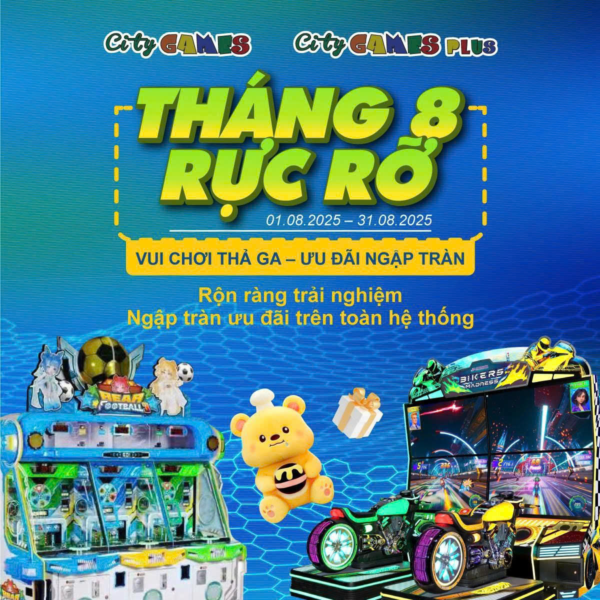 Tháng 8 Rực Rỡ – Vui Chơi Thả Ga, Ưu Đãi Ngập Tràn tại City Games Plus!